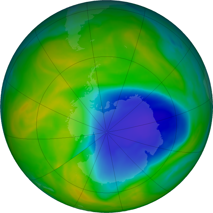 Antarctic ozone map for 14 November 2024